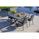 Mesa de exterior Aruba de 160x90 cm con sobre de cristal templado y estructura de ratán