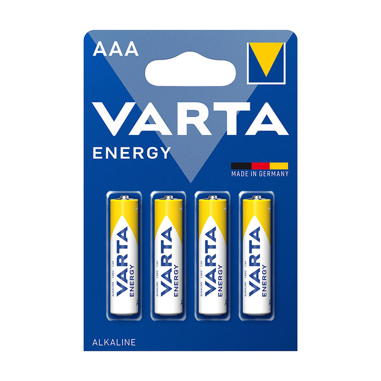 Blíster de 4 pilas alcalinas VARTA Energy AAA LR03 de 1.5V para mandos a distancia y pequeños aparatos