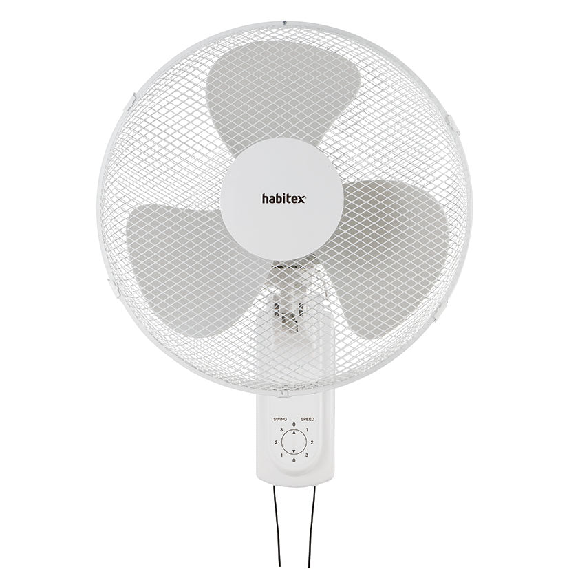 Ventilador de pared Habitex VTP40 blanco con rejilla de seguridad y panel de control frontal
