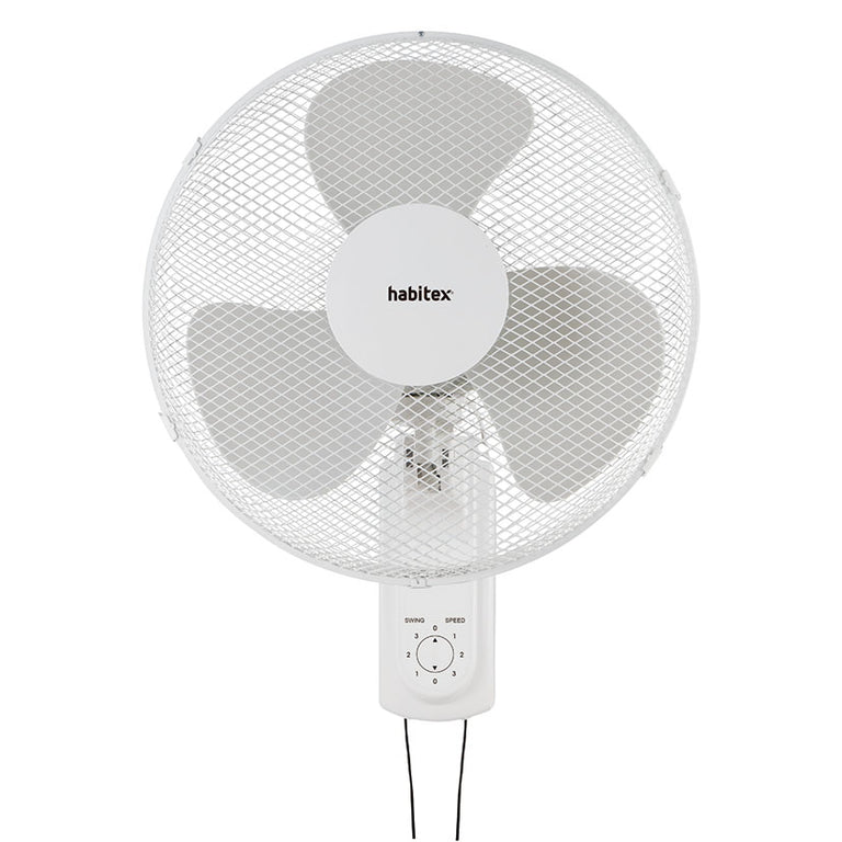 Ventilador de pared Habitex VTP40 blanco con rejilla de seguridad y panel de control frontal