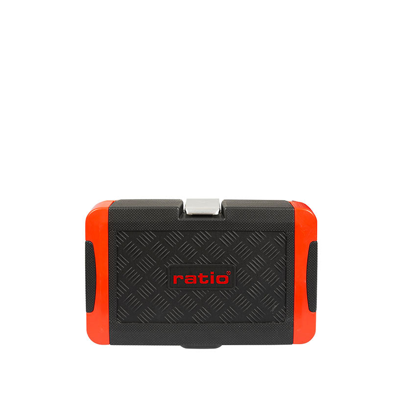Estuche rígido cerrado Ratio color negro y rojo con cierre metálico de seguridad
