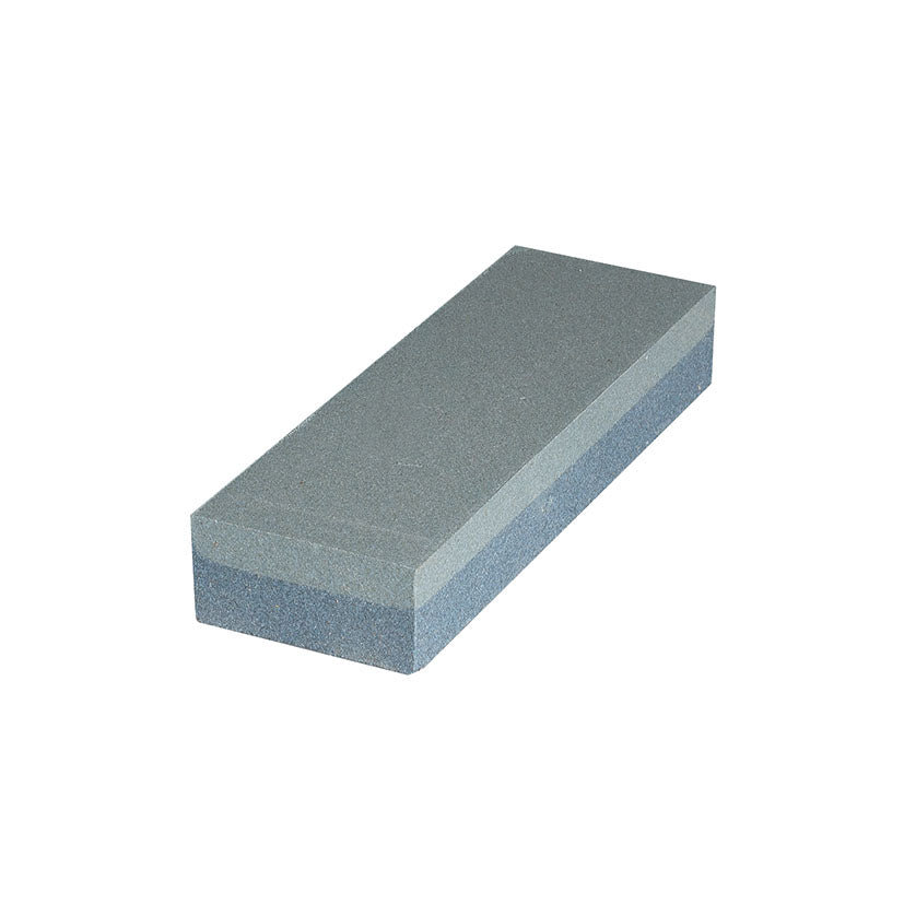 Piedra de afilar doble cara gris para recuperación de filos y afilado fino.