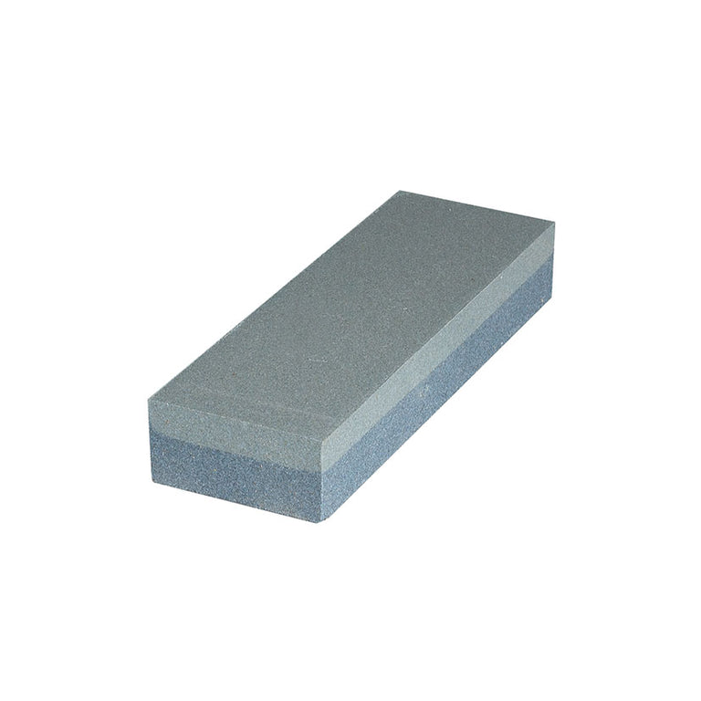 Piedra de afilar doble cara gris para recuperación de filos y afilado fino.