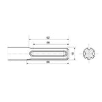 Esquema técnico de inserción SDS-Max con cotas de 18mm y detalles de anclaje