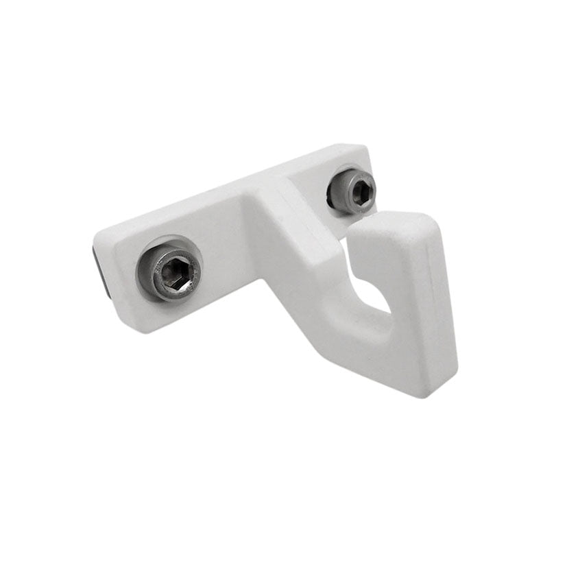 Gancho final para toldo MICEL TLD11 en nylon blanco con tornillos de fijación Allen