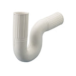 Sifón flexible abierto HABITEX de PVC blanco para conexión de desagüe horizontal.