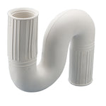 Sifón flexible cerrado HABITEX de PVC blanco con diseño en forma de S para evitar olores.