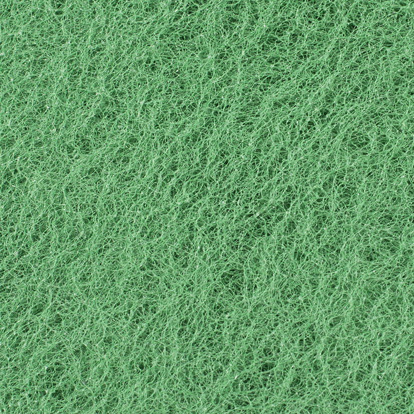 Primer plano de la textura de fibra sintética abierta del abrasivo no tejido verde RATIO.