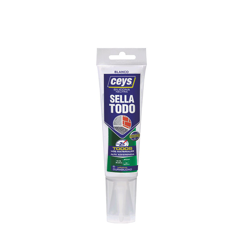 Tubo silicona neutra CEYS Sella Todo blanco 125ml secado rápido 2 horas