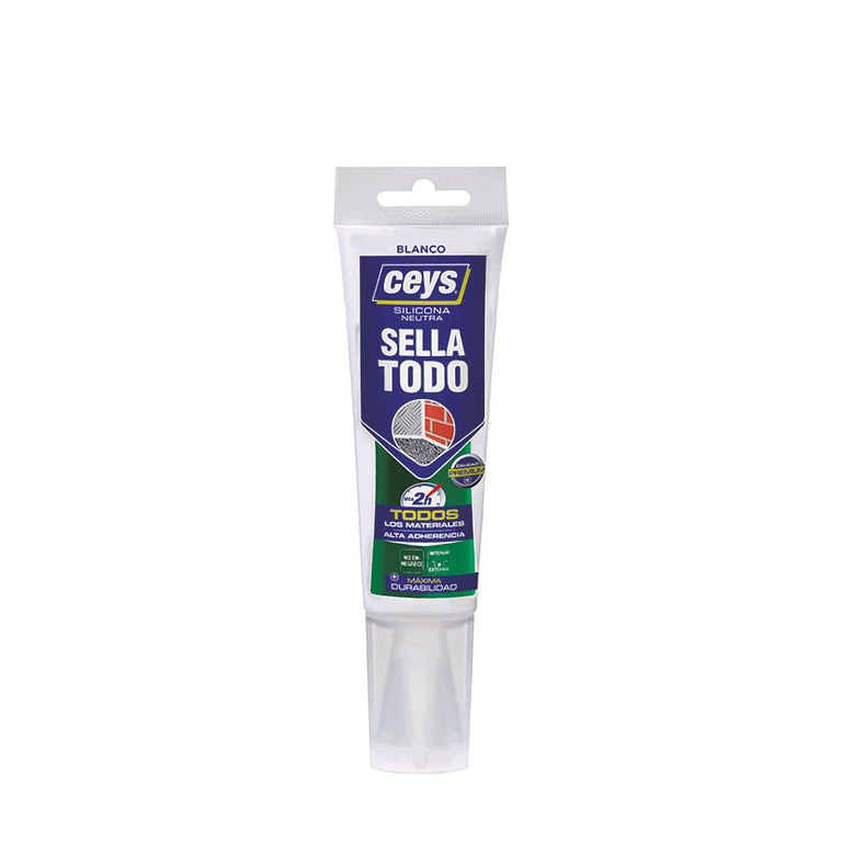 Tubo silicona neutra CEYS Sella Todo blanco 125ml secado rápido 2 horas