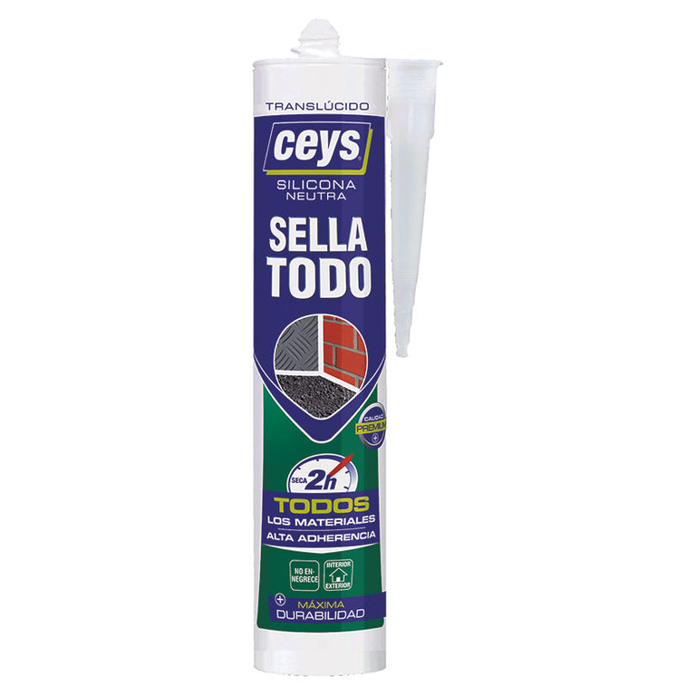 Cartucho silicona neutra CEYS Sella Todo translúcida 280ml alta adherencia