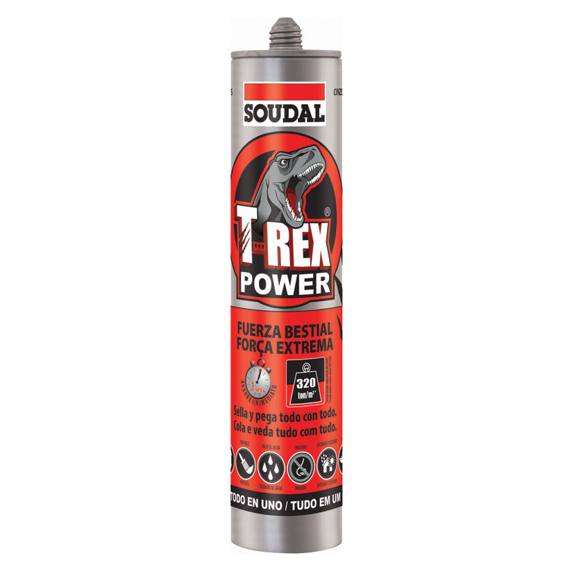 Cartucho adhesivo de montaje Soudal T-Rex Power blanco 290ml agarre inmediato