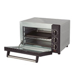 Horno de sobremesa Habitex con puerta abierta mostrando bandeja y rejilla de horneado