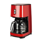 Cafetera de goteo Habitex Vintage roja de 900W con jarra de cristal de 1,5 litros.