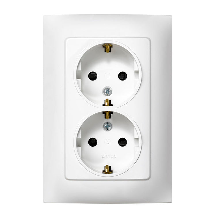 Base de enchufe doble Schuko Simon Serie 10 blanca