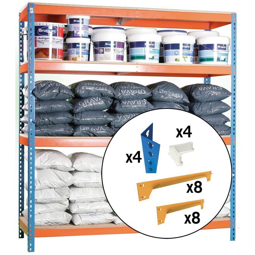 Estanteria Metalica Habitex Kit Mega 45 2000x1500x450mm 400kg Carga Por Balda Industrial