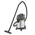 Aspirador industrial Kärcher NT 30/1 Me Classic con depósito de acero inoxidable y accesorios de limpieza.