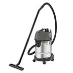 Aspirador industrial Kärcher NT 30/1 Me Classic con depósito de acero inoxidable y accesorios de limpieza.