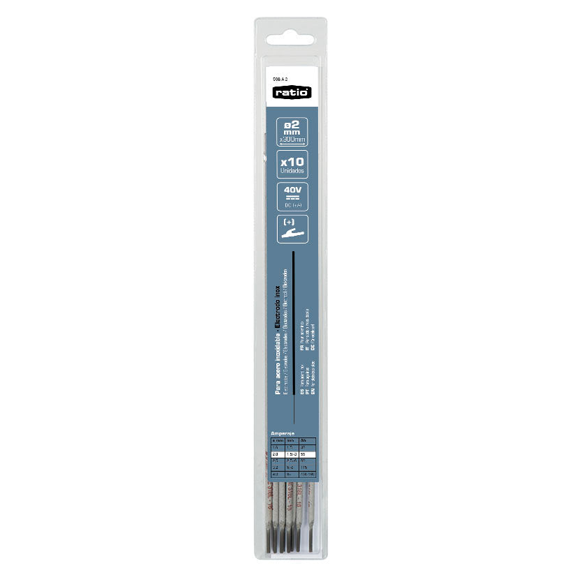 Pack de 10 electrodos RATIO para acero inoxidable 316L-16 de 2,0 mm