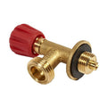 Grifo regulador de latón para botella de gas azul SUPER EGO con mando rojo y salida W21,8