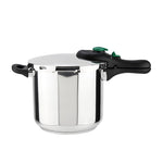 Olla a presión Magefesa Dynamic de acero inoxidable con mango ergonómico negro y detalles verdes