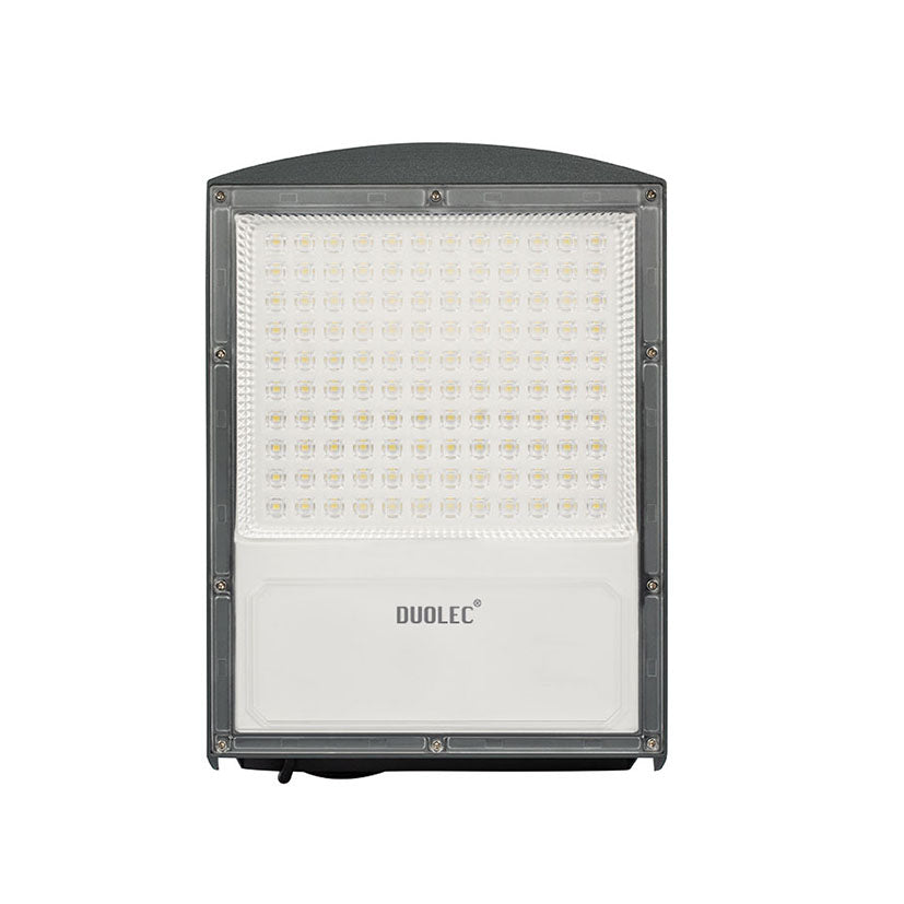 Vista frontal del proyector LED solar Mercurio con indicador de carga