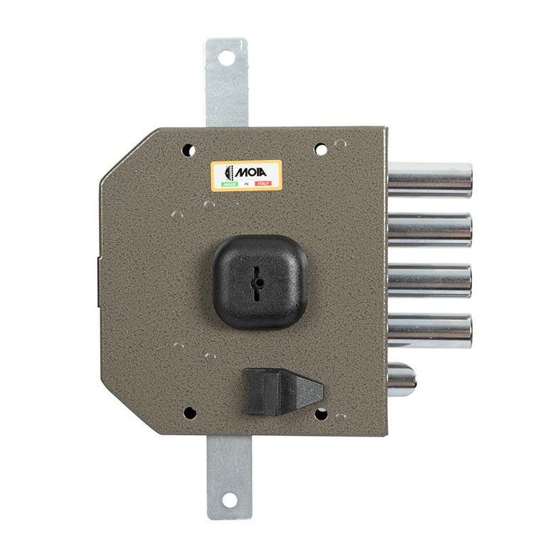 Frontal de cerradura de seguridad MOIA 634 en acabado gris texturizado con tirador negro