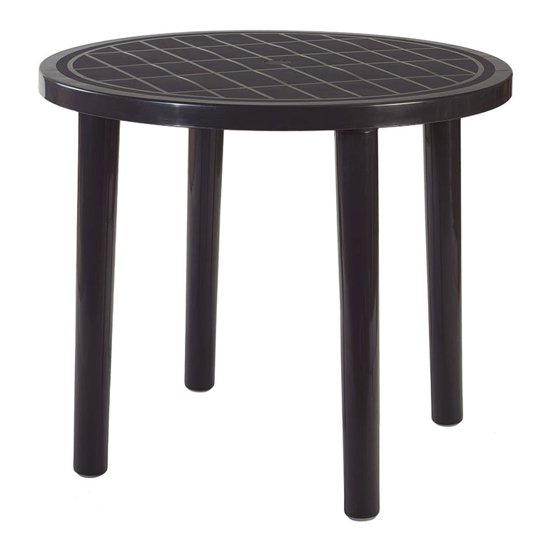 Mesa de exterior RESOL Tossa gris volcánico fabricada en material reciclado de 86 cm de diámetro.
