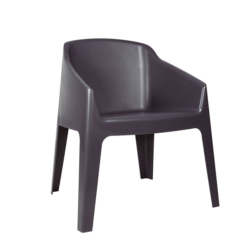 Silla de resina RESOL Baku color gris volcánico con reposabrazos para jardín y terraza