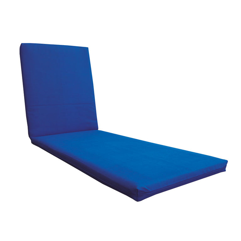 Cojín azul para tumbona de jardín fabricado en textilene con cremallera medidas 187x55x6 cm