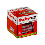 Envase de 25 unidades de tacos Fischer Duopower medida 12x60 mm de alta resistencia