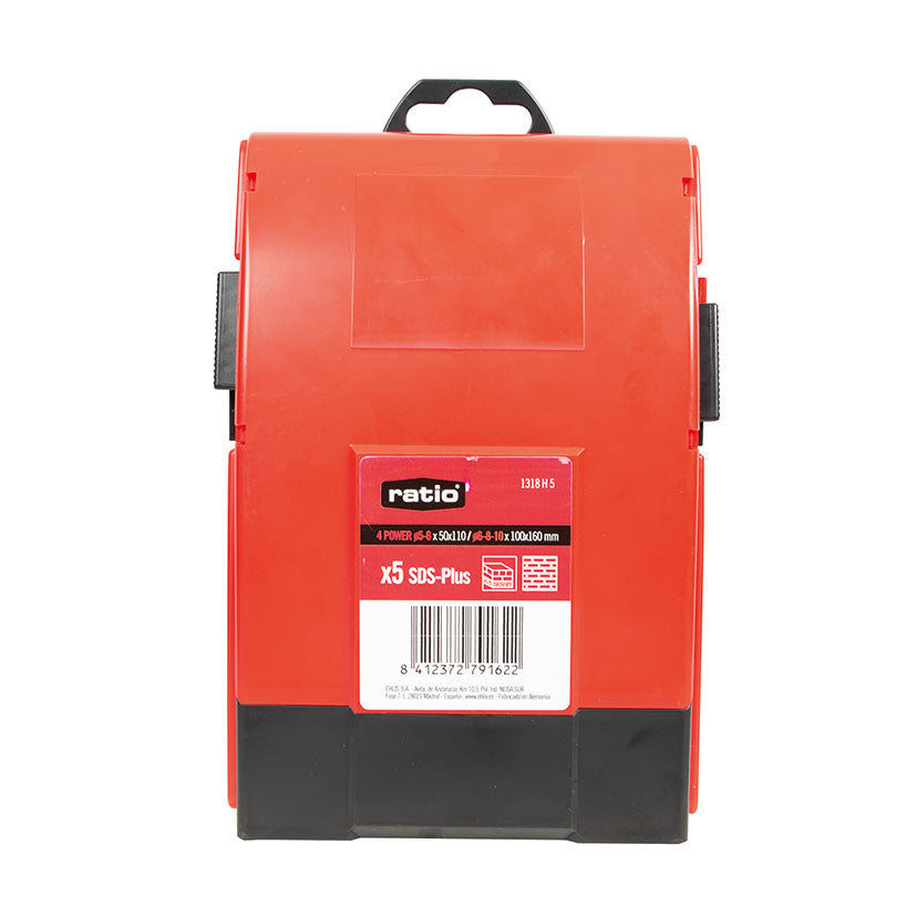 Embalaje cerrado del set de 5 brocas RATIO 4 Power con especificaciones técnicas