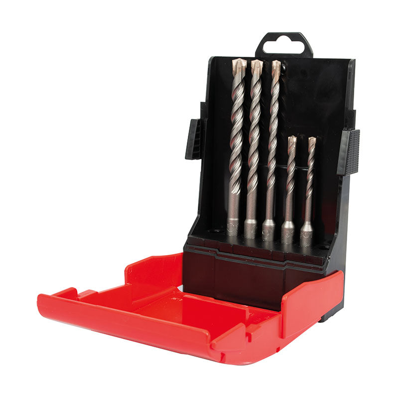 Estuche abierto con juego de 5 brocas SDS Plus RATIO 4 Power de varios tamaños