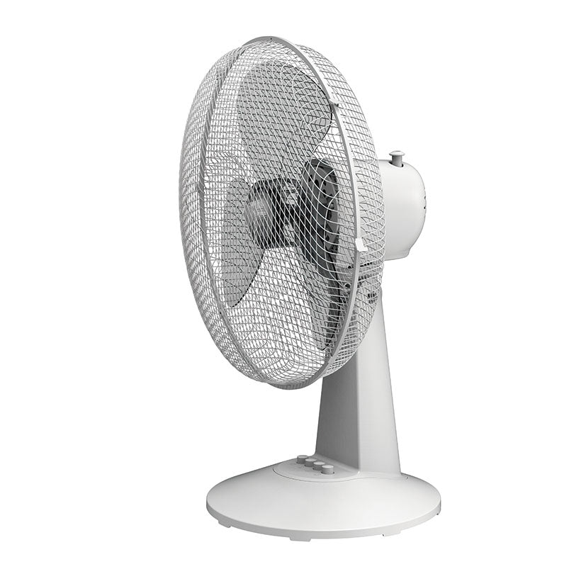 Ventilador de sobremesa Habitex SO40 color blanco con rejilla de seguridad y 3 aspas