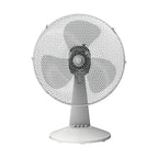 Vista frontal de ventilador Habitex SO40 blanco mostrando las aspas y el cabezal oscilante