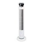 Ventilador de torre HABITEX VT60 color blanco con diseño vertical estilizado y base circular estable.