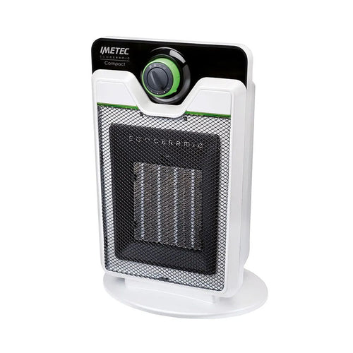 Calefactor cerámico Imetec Eco Compact de 2000W en color blanco y negro con termostato regulable superior