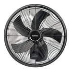 Vista frontal del ventilador de pared Habitex VTP-55 mostrando sus 5 aspas negras y diseño circular.
