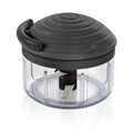 Picadora manual Metaltex RotoMac All Black con cuchillas de acero inoxidable y contenedor transparente.