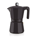 Cafetera italiana MONIX Induction Noir de aluminio negro mate apta para inducción.