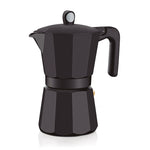 Cafetera italiana MONIX Induction Noir de aluminio negro mate apta para inducción.