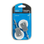 Blíster de 2 unidades de poleas EHL para tendedero con rueda blanca de nilón 40mm.