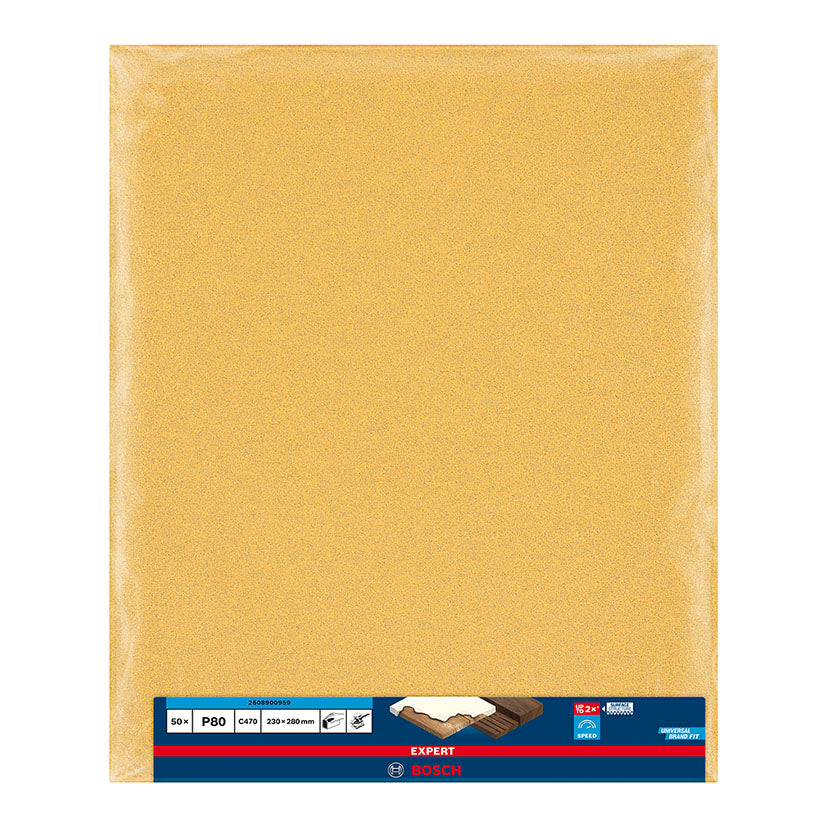Papel abrasivo Bosch Expert C470 grano P80 para preparación de superficies y eliminación de pintura