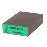 Esponja abrasiva Bosch Expert S471 grano superfino color verde para acabados de alta precisión.