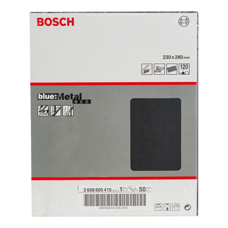 Pack de 50 hojas de lija Bosch J410 grano 120 para metal 230x280mm