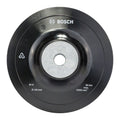 Plato de soporte blando Bosch 125mm M14 para amoladora angular vista frontal con especificaciones técnicas