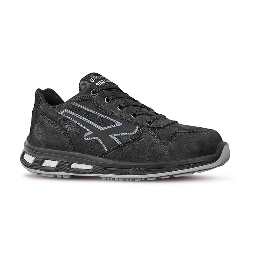 Zapato de seguridad U-Power Carbon S3 negro con suela gris y tecnología Infinergy de retorno de energía.