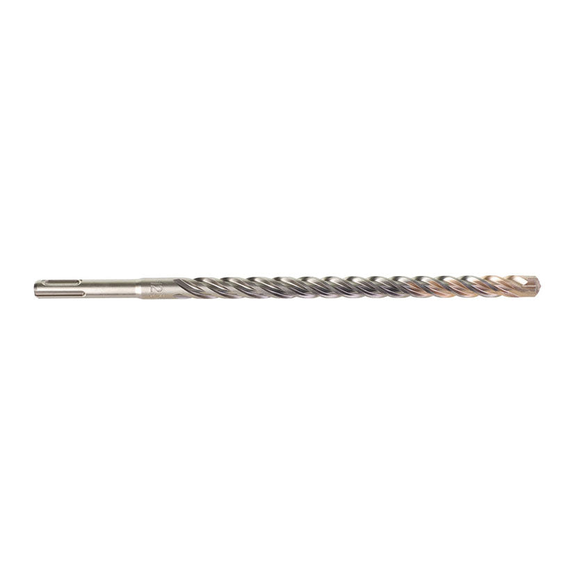 Perfil de la broca Milwaukee MX4 mostrando la geometría de 4 cortes para perforación precisa.