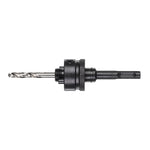 Husillo Milwaukee SDS-Plus para coronas de 32 a 210 mm con broca piloto instalada.