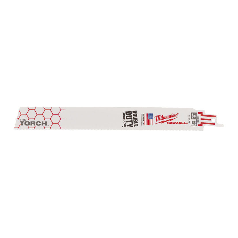 Hoja de sierra de sable Milwaukee The Torch 230mm 18 TPI para corte de metal con diseño Double Duty Upgrade.